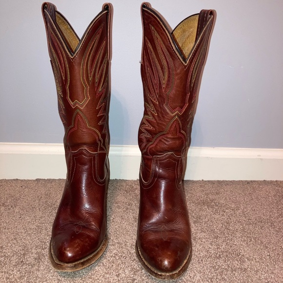 Vintage Frye Dora Western Boots 6.5B | Made in USA | Brown Leather Cowgirl Boots - Picture 2 of 6